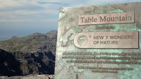 Stone monument inscription Table Mountain , Lion's Head Cape Town, South Africa Stock Footage 295442298