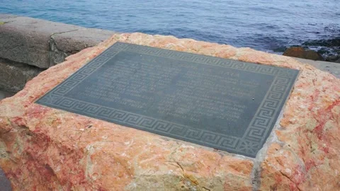 Stone monument on the pier Stock Footage 143806166
