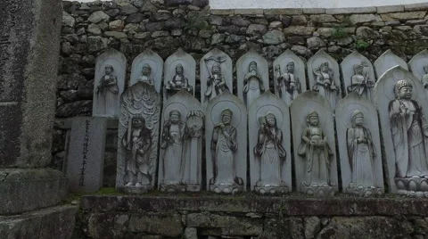 Stone Monuments at Buddhist Temple in Japan Video stock 58783180