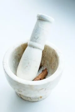 Stone mortar on white background Stock Photos