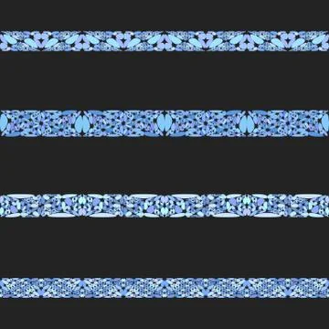 Stone mosaic divider line set - vector design elements Stockillustratie