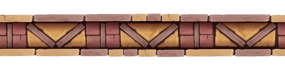 Stone mosaic seamless border, vector geometric rock tile frame Stock Illustration