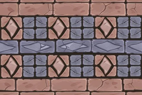 Stone mosaic seamless pattern, vector abstract rock texture, geometric tiles Stock Illustration