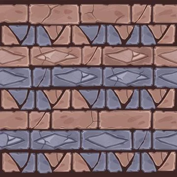 Stone mosaic vector seamless pattern, cartoon abstract brick wall texture Stock Illustration