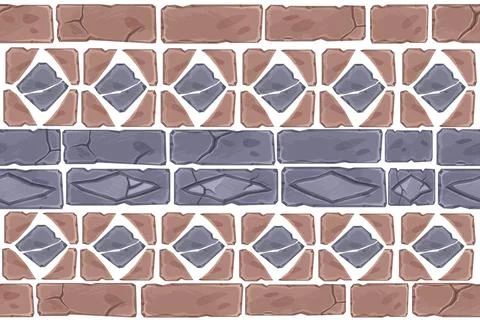 Stone mosaic vector seamless pattern, abstract brick geometric texture Illustrazione stock