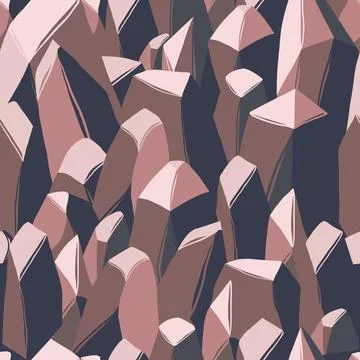 Stone mountains cliffs seamless pattern. Rocky landscape background. Vector Stock Illustration