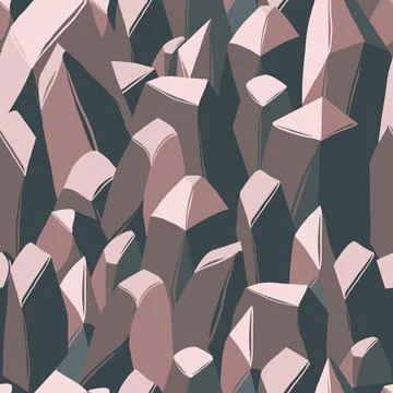 Stone mountains cliffs seamless pattern. Rocky landscape background. Vector Stock Illustration