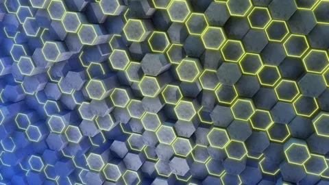 Stone &amp; Neon 3D Hexagons Background Stock Footage 262636236