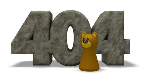 Stone number 404 and bear pawn - 3d illustration Stock Illustration
