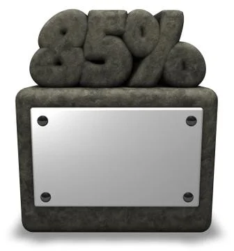 Stone number eighty-five and percent symbol on stone socket - 3d rendering Stock Illustration