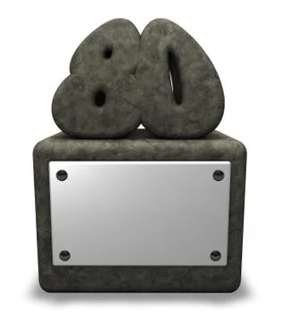 Stone number eighty on socket - 3d illustration Illustrazione stock