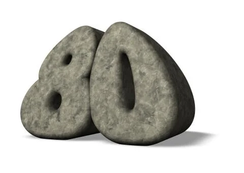 Stone number eighty on white background - 3d illustration Stock Illustration