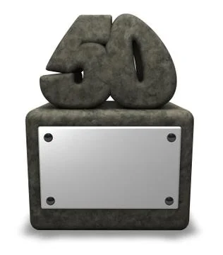 Stone number fifty on socket - 3d illustration Stock Illustration