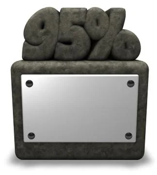 Stone number ninety-five and percent symbol on stone socket - 3d rendering Stock Illustration