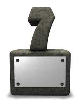 Stone number seven on socket with blank white sign - 3D illustration Stock Illustration