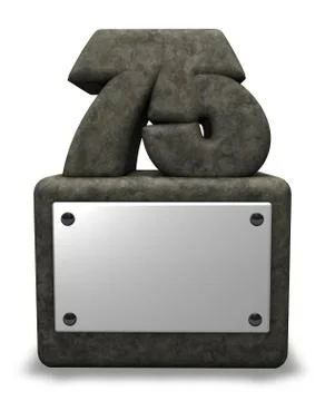 Stone number seventy five on socket - 3d illustration Illustrazione stock