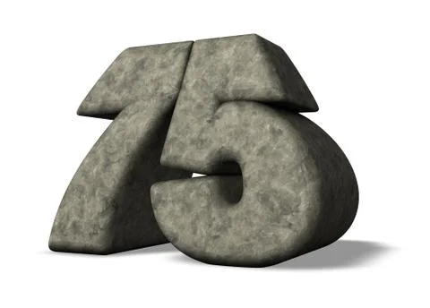 Stone number seventy five on white background - 3d illustration Stock Illustration