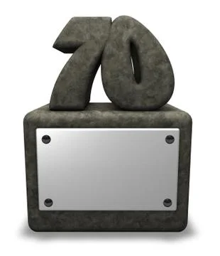Stone number seventy on socket - 3d illustration Illustrazione stock