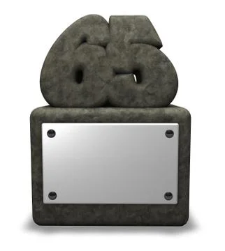 Stone number sixty-five on socket - 3d illustration Illustrazione stock
