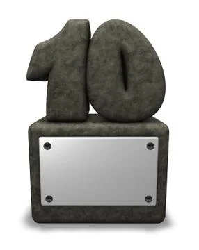 Stone number ten on socket - 3d illustration Illustrazione stock