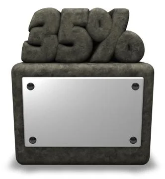 Stone number thirty-five and percent symbol on stone socket - 3d rendering Stock Illustration