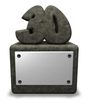 Stone number thirty on socket - 3d illustration Illustrazione stock
