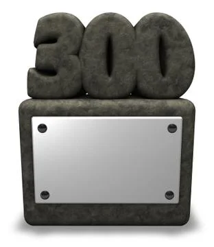 Stone number three hundred on socket - 3d illustration Stock Illustration