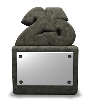 Stone number twenty five on socket - 3d illustration Stock Illustration