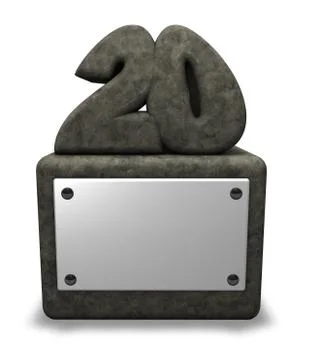Stone number twenty on socket - 3d illustration Stock Illustration
