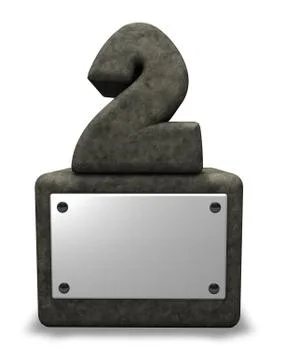 Stone number two on socket with blank white sign - 3D illustration Stock Illustration