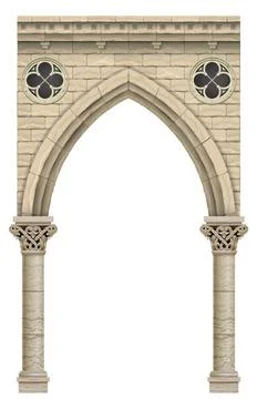 Stone old antique gothic arch Stock Illustration