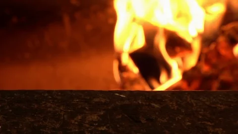 Stone Oven Fire Stock Footage 109139256