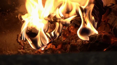 Stone Oven Flames In Slow Motion Stock Footage 109138320