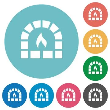 Stone oven flat round icons Stock Illustration