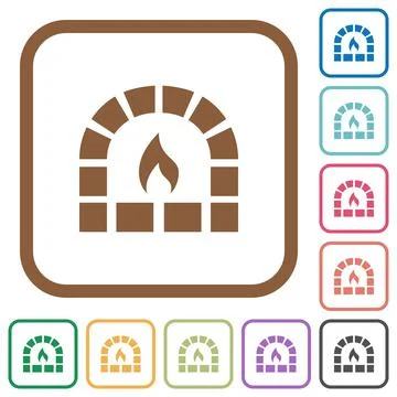 Stone oven simple icons Stock Illustration