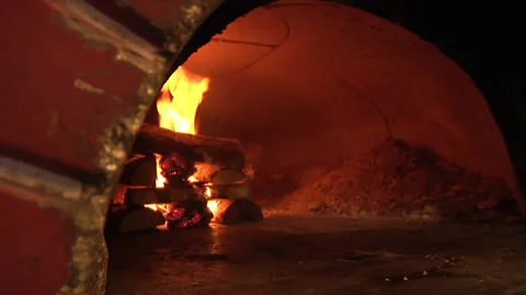 Stone Oven Warming Up Video stock 136063595