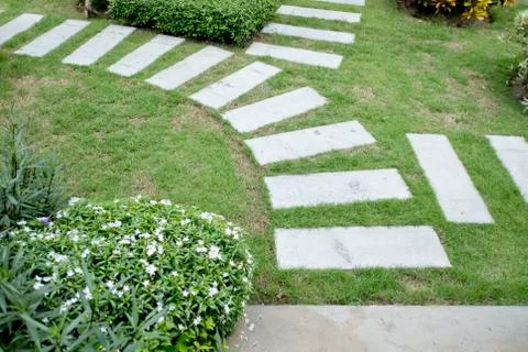 Stone Path in garden Stock Photos