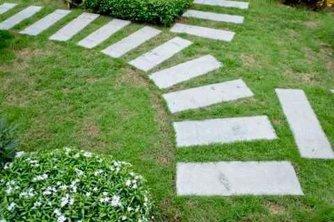 Stone Path in garden Stock Photos