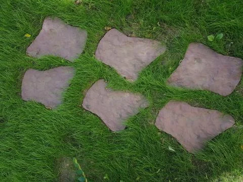 Stone path on the grass Stock Photos