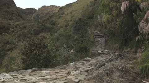Stone path on Inca trail to Machu Picchu. Cusco, Peru Stock Footage 130459053