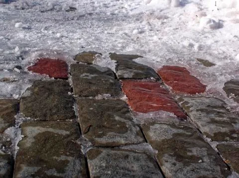 Stone path in the Park in winter Stock Photos