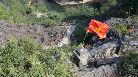 Stone Path to the Top of Mua Caves in Ninh Binh Vietnam Stock Footage 313622307