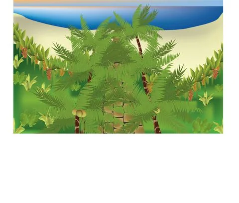 Stone path to the tropical beach Stock Illustration