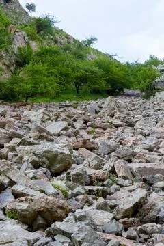 Stone path washed away by the flood Stock Photos