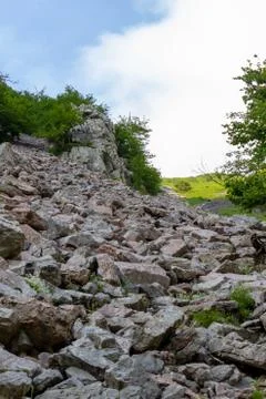 Stone path washed away by the flood Stock Photos