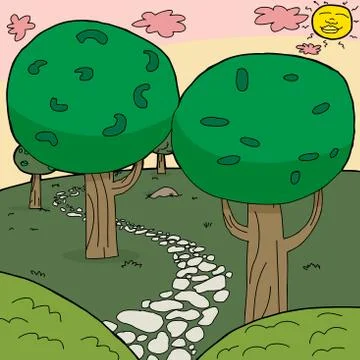 Stone path in woods Illustrazione stock