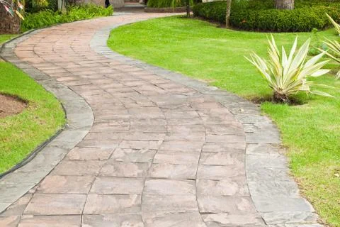 Stone pathway in the garden. Stock Photos