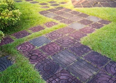 Stone pathway in the garden Stock Photos