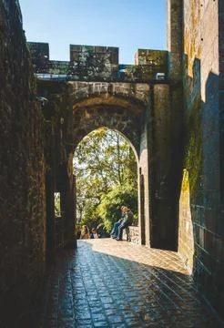 Stone pathway inside walls Stock Photos