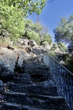 Stone pathway railing Stock Photos